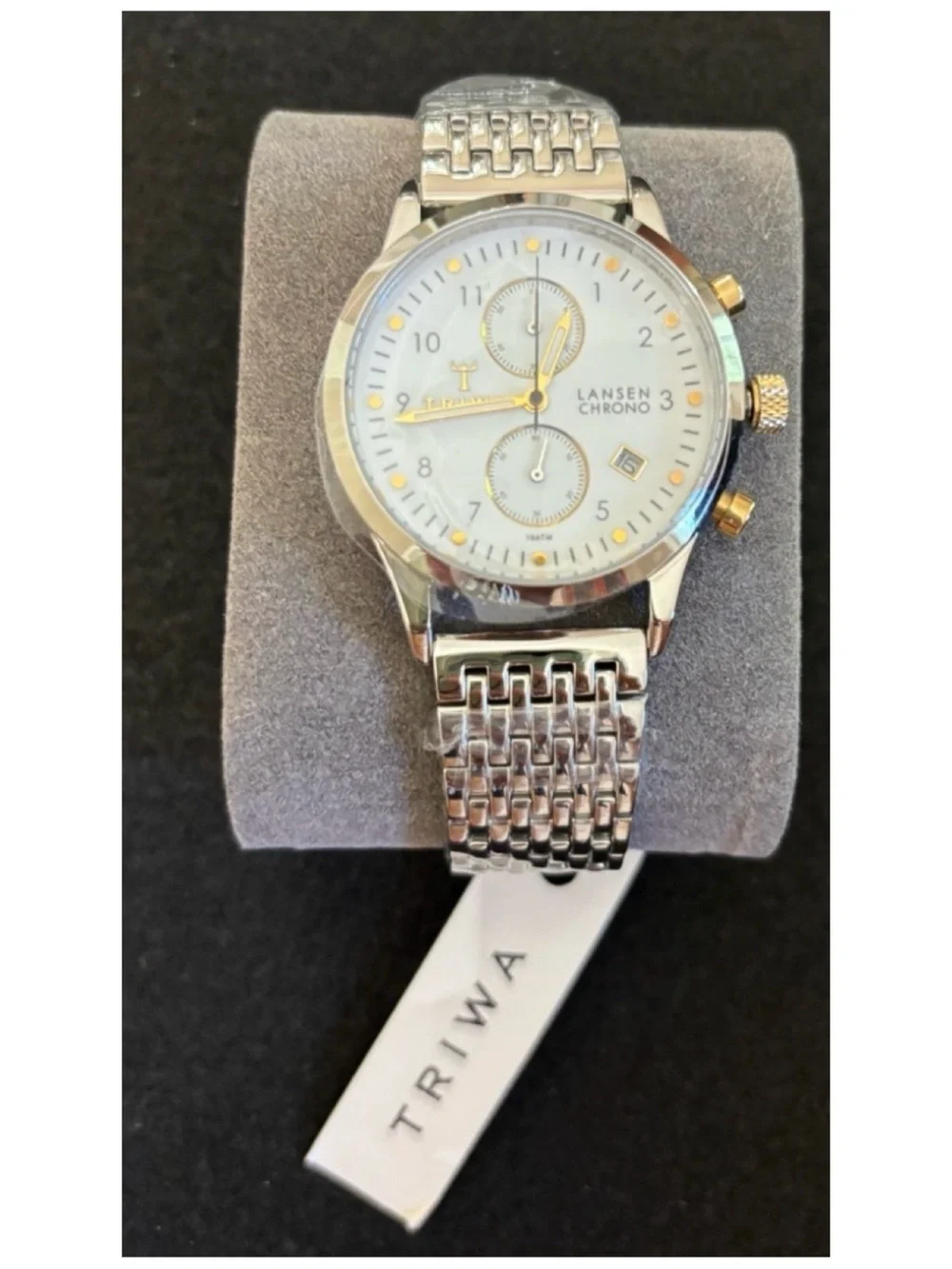 NWT Anthropologie TRIWA Ivory Lansen Chrono Steel Brace Watch  Unisex